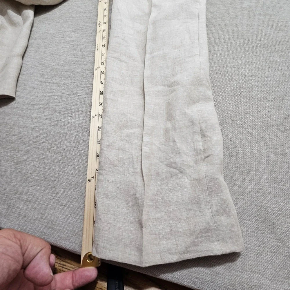 Joseph Abboud Dress Pants Men 40 Beige 100% Linen Flat Front Straight Leg 3750